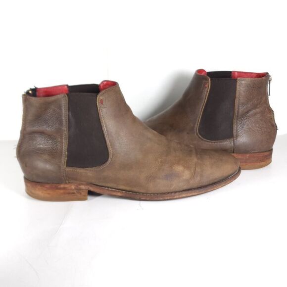 Freebird By Steven Men\'s US 10? Brown Leather Distressed Back Zip Chelsea Boots main image 15